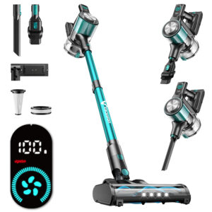 Vacusion Cordless Vacuum Cleaner, 8-in-1 Cordless Stick Vacuum Cleaner with 3 Suction Modes, Up to 45mins Runtime, Rechargeable, Self-Standing, Vacuum Cleaners for Home Pet Hair Carpet Car Hard Floor, Green